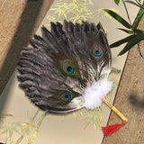 Maxbell Maxbell Ancient Chinese Zhuge Liang Feather Fan Decor Men for Festival Dance Holiday Style E