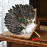 Maxbell Maxbell Ancient Chinese Zhuge Liang Feather Fan Decor Men for Festival Dance Holiday Style E