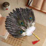 Maxbell Maxbell Ancient Chinese Zhuge Liang Feather Fan Decor Men for Festival Dance Holiday Style E