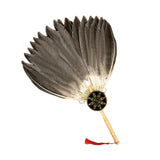 Maxbell Maxbell Ancient Chinese Zhuge Liang Feather Fan Decor Men for Festival Dance Holiday Style F