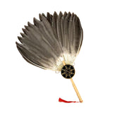 Maxbell Maxbell Ancient Chinese Zhuge Liang Feather Fan Decor Men for Festival Dance Holiday Style F