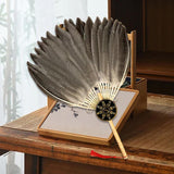 Maxbell Ancient Chinese Zhuge Liang Feather Fan Decor Men for Festival Dance Holiday Style F