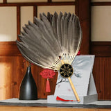 Maxbell Maxbell Ancient Chinese Zhuge Liang Feather Fan Decor Men for Festival Dance Holiday Style F