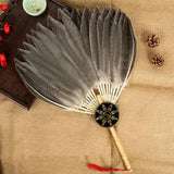 Maxbell Maxbell Ancient Chinese Zhuge Liang Feather Fan Decor Men for Festival Dance Holiday Style F