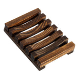 Maxbell Wooden Soap Dish Home Decor Self Draining Soap Dish for Shower Sink Bathroom Dark Wood Color