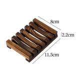 Maxbell Wooden Soap Dish Home Decor Self Draining Soap Dish for Shower Sink Bathroom Dark Wood Color
