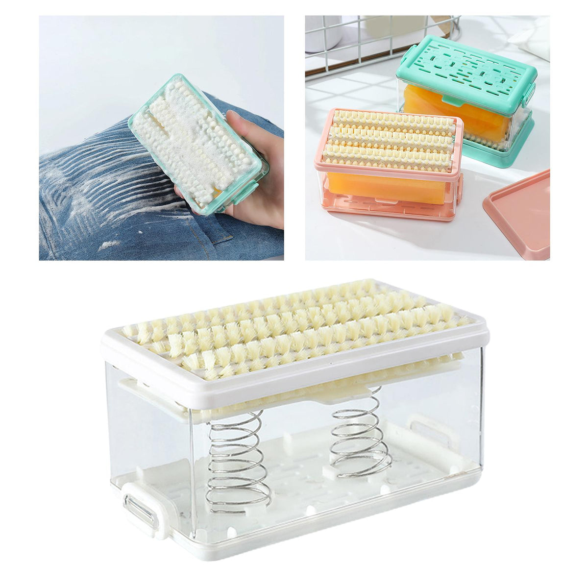 Maxbell Soap Foaming Box with Rollers Portable Soap Holder for Home Bathroom Camping White
