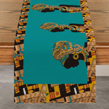 Maxbell Maxbell African Black Woman Table Runner Decor Rustic for Dinner Living Room Holiday Blue 120x33cm
