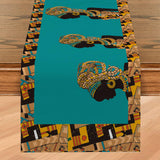 Maxbell Maxbell African Black Woman Table Runner Decor Rustic for Dinner Living Room Holiday Blue 120x33cm