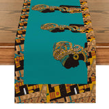 Maxbell Maxbell African Black Woman Table Runner Decor Rustic for Dinner Living Room Holiday Blue 120x33cm