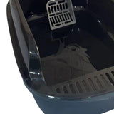Maxbell Maxbell Open Litter Box Kittens Container Sturdy Slotted Tray Sifting Litter Pan Black