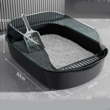 Maxbell Maxbell Open Litter Box Kittens Container Sturdy Slotted Tray Sifting Litter Pan Black