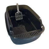 Maxbell Maxbell Open Litter Box Kittens Container Sturdy Slotted Tray Sifting Litter Pan Black