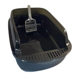 Maxbell Maxbell Open Litter Box Kittens Container Sturdy Slotted Tray Sifting Litter Pan Black