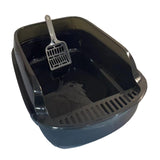 Maxbell Maxbell Open Litter Box Kittens Container Sturdy Slotted Tray Sifting Litter Pan Black