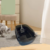 Maxbell Maxbell Open Litter Box Kittens Container Sturdy Slotted Tray Sifting Litter Pan Black