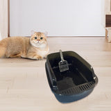 Maxbell Maxbell Open Litter Box Kittens Container Sturdy Slotted Tray Sifting Litter Pan Black