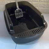 Maxbell Maxbell Open Litter Box Kittens Container Sturdy Slotted Tray Sifting Litter Pan Black