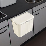 Maxbell Maxbell Hanging Trash Can with Lid Dustbin Garbage Can for Living Room Bedroom Study 8L cream