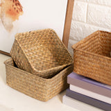 Maxbell Maxbell Rattan Storage Basket Handmade Jewelry Container for Cupboard Desktop Picnic Large