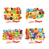 Maxbell Wooden Bead Threading Toy Gifts Wooden Lacing Toy for Children Kids Toddlers vegetable and fruit