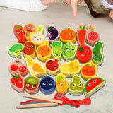 Maxbell Wooden Bead Threading Toy Gifts Wooden Lacing Toy for Children Kids Toddlers vegetable and fruit