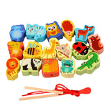 Maxbell Wooden Bead Threading Toy Gifts Wooden Lacing Toy for Children Kids Toddlers animal