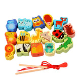 Maxbell Wooden Bead Threading Toy Gifts Wooden Lacing Toy for Children Kids Toddlers animal