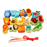 Maxbell Wooden Bead Threading Toy Gifts Wooden Lacing Toy for Children Kids Toddlers animal