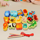 Maxbell Wooden Bead Threading Toy Gifts Wooden Lacing Toy for Children Kids Toddlers animal