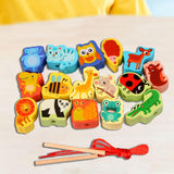 Maxbell Wooden Bead Threading Toy Gifts Wooden Lacing Toy for Children Kids Toddlers animal