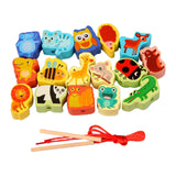 Maxbell Wooden Bead Threading Toy Gifts Wooden Lacing Toy for Children Kids Toddlers animal