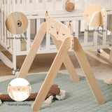 Maxbell Wooden Play Gym Frame Hanging Toy Wooden Stand for Newborn Nursery Room Gift