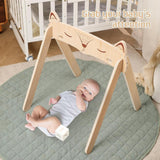 Maxbell Wooden Play Gym Frame Hanging Toy Wooden Stand for Newborn Nursery Room Gift