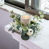 Maxbell Mini Pumpkin Candle Wreath Harvest Wreath for Fireplace Party Indoor Outdoor