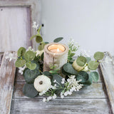 Maxbell Mini Pumpkin Candle Wreath Harvest Wreath for Fireplace Party Indoor Outdoor