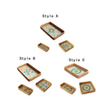 Maxbell 3Pcs Rattan Serving Tray Boho Decorative Storage Tray for Kitchen Countertop Style A