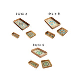 Maxbell 3Pcs Rattan Serving Tray Boho Decorative Storage Tray for Kitchen Countertop Style A