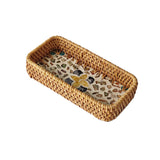 Maxbell 3Pcs Rattan Serving Tray Boho Decorative Storage Tray for Kitchen Countertop Style A