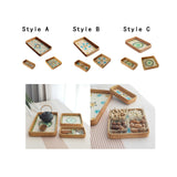 Maxbell 3Pcs Rattan Serving Tray Boho Decorative Storage Tray for Kitchen Countertop Style A