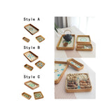 Maxbell 3Pcs Rattan Serving Tray Boho Decorative Storage Tray for Kitchen Countertop Style A