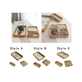 Maxbell 3Pcs Rattan Serving Tray Boho Decorative Storage Tray for Kitchen Countertop Style A