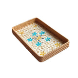 Maxbell 3Pcs Rattan Serving Tray Boho Decorative Storage Tray for Kitchen Countertop Style B