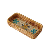 Maxbell 3Pcs Rattan Serving Tray Boho Decorative Storage Tray for Kitchen Countertop Style B
