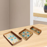 Maxbell 3Pcs Rattan Serving Tray Boho Decorative Storage Tray for Kitchen Countertop Style B