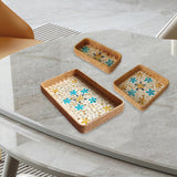 Maxbell 3Pcs Rattan Serving Tray Boho Decorative Storage Tray for Kitchen Countertop Style B