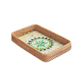Maxbell 3Pcs Rattan Serving Tray Boho Decorative Storage Tray for Kitchen Countertop Style C