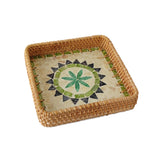 Maxbell 3Pcs Rattan Serving Tray Boho Decorative Storage Tray for Kitchen Countertop Style C
