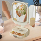 Maxbell Tabletop Makeup Mirror Gifts Easy Carrying for Household Bathroom Apartments Beige