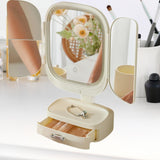 Maxbell Tabletop Makeup Mirror Gifts Easy Carrying for Household Bathroom Apartments Beige